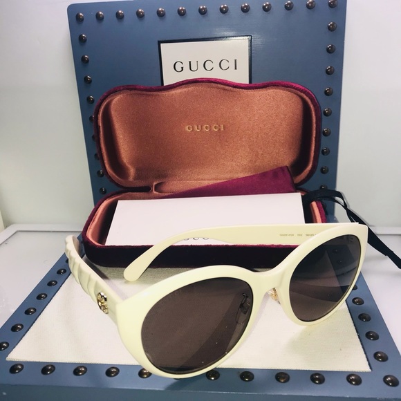 Gucci Ivory Brown Cat Eye Ladies Gg0814sk-002 Sunglasses - Picture 3 of 13